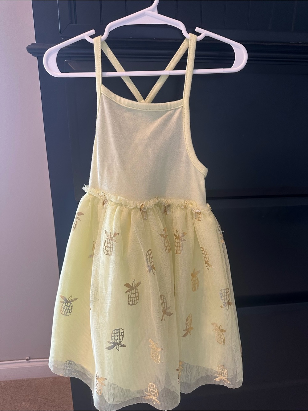 Cat & Jack Girls Pineapple Print Yellow Tulle Dress